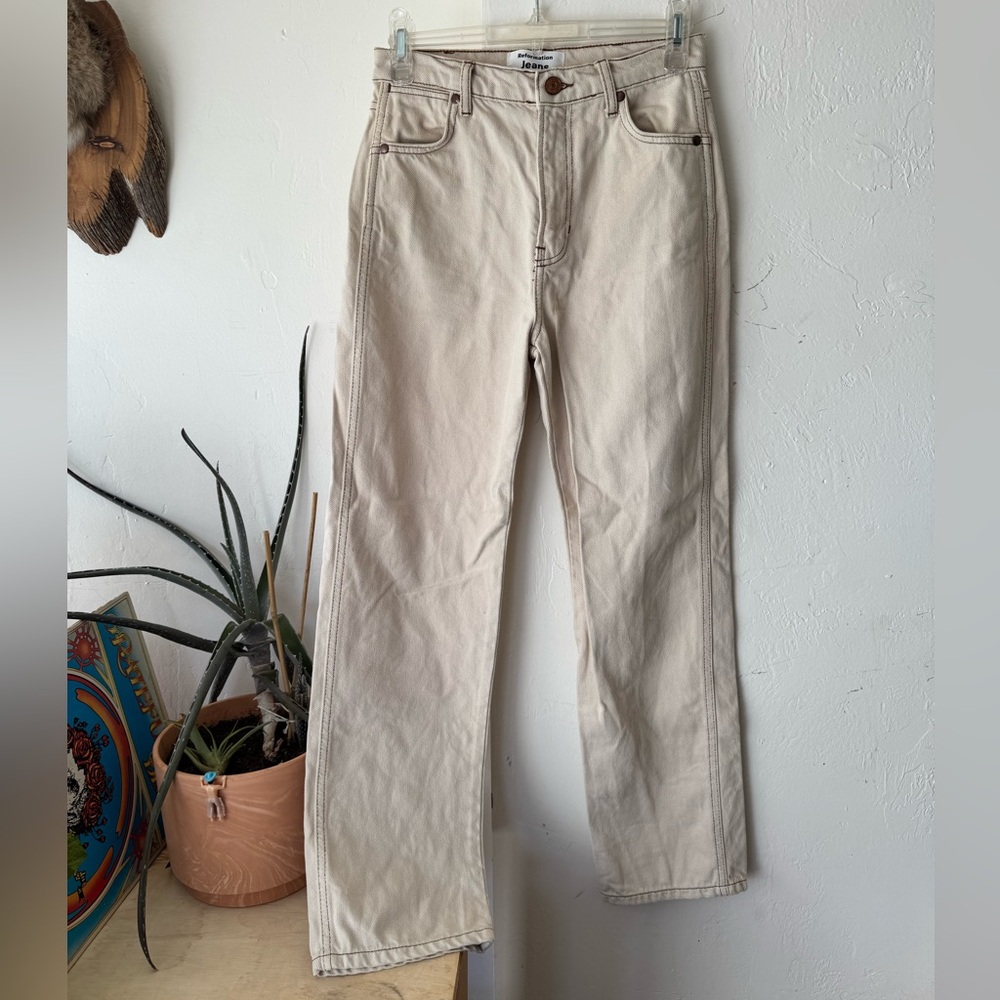 Reformation Cream Straight-Leg Jeans